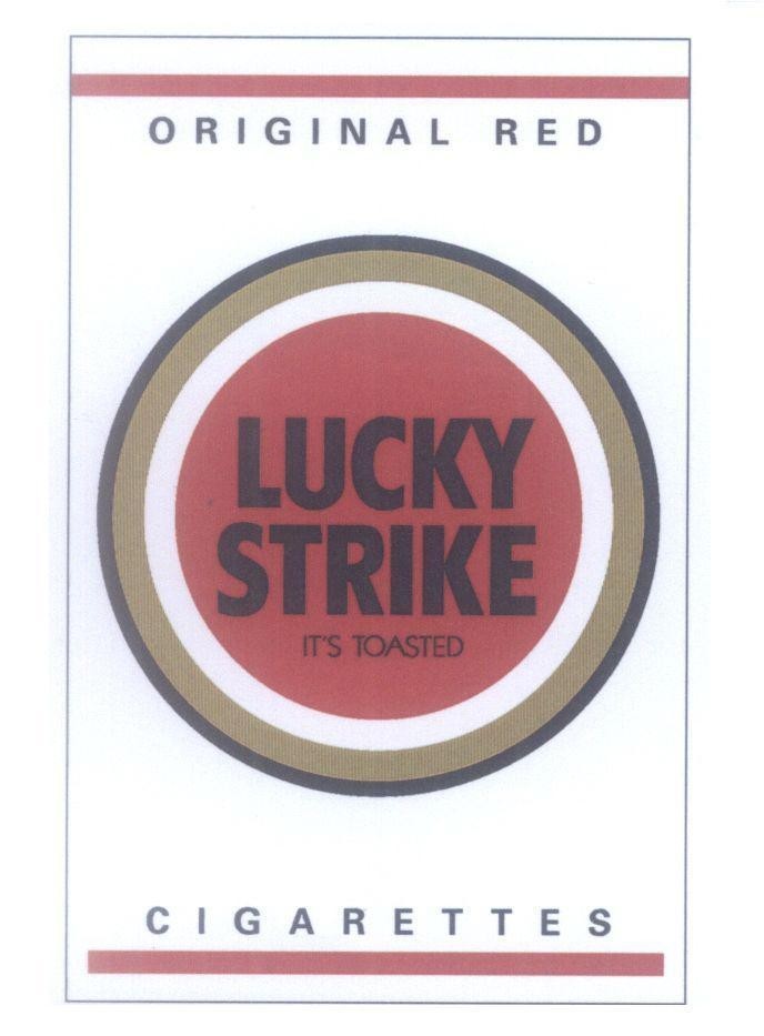 Mẫu nhãn hiệu ORIGINAL RED LUCKY STRIKE ITS TOASTED CIGARETTES