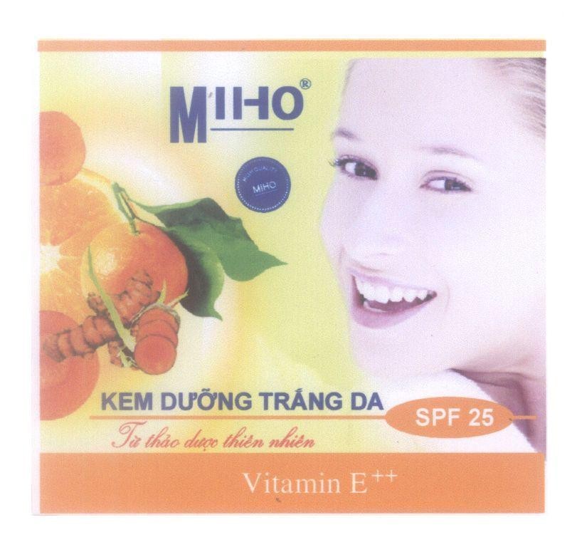 Mẫu nhãn hiệu MIHO Kem Dưỡng Trắng Da Từ Thảo Dược Thiên Nhiên Vitamin E++ SPF 25