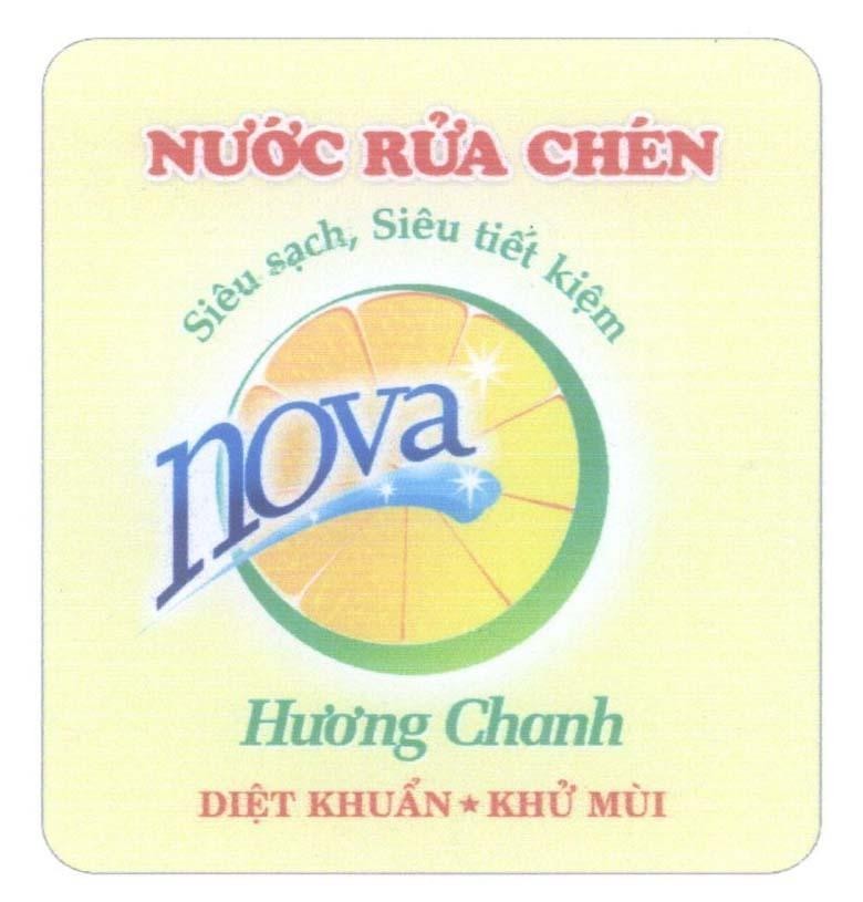 Mẫu nhãn hiệu nova Nước Rửa Chén Siêu sạch, Siêu tiết kiệm Hương Chanh Diệt Khuẩn Khử Mùi