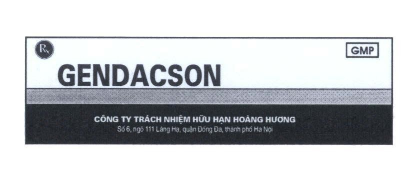 Mẫu nhãn hiệu Rx GMP GENDACSON Công Ty Trách Nhiệm Hữu Hạn Hoàng Hương Số 6, ngõ 111 Láng Hạ, quận Đống Đa, thành phố Hà Nội