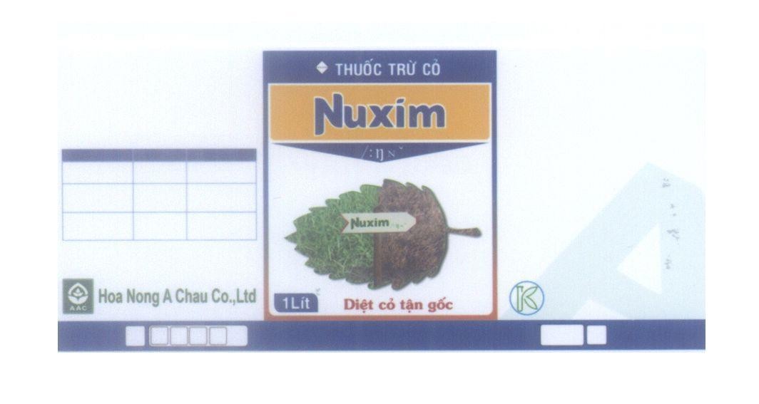 Mẫu nhãn hiệu Thuốc Trừ Cỏ Nuxim AAC Hoa Nong A Chau Co., Ltd Diệt cỏ tận gốc 1 lít