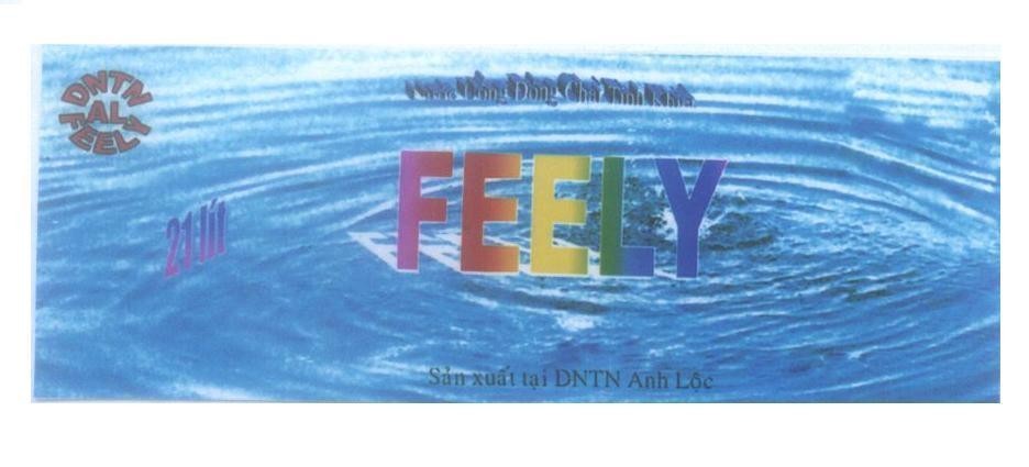 Mẫu nhãn hiệu DNTN AL FEELY FEELY nước uống đóng chai tinh khiết sản xuất tại DNTN Anh Lộc, 21 lít