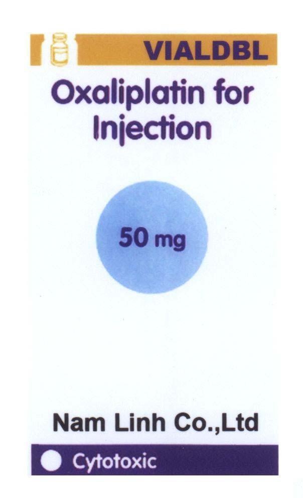 Mẫu nhãn hiệu VIALDBL Oxaliplatin for Injection 50mg Nam Linh Co., Ltd Cytotoxic