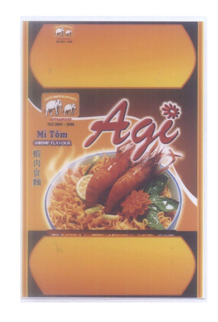 Mẫu nhãn hiệu Agi LUCKY WHITE ELEPHANTS ANTHAIFOOD Mì Tôm SHRIMP FLAVOUR [xia rou shi mian: mì tôm]