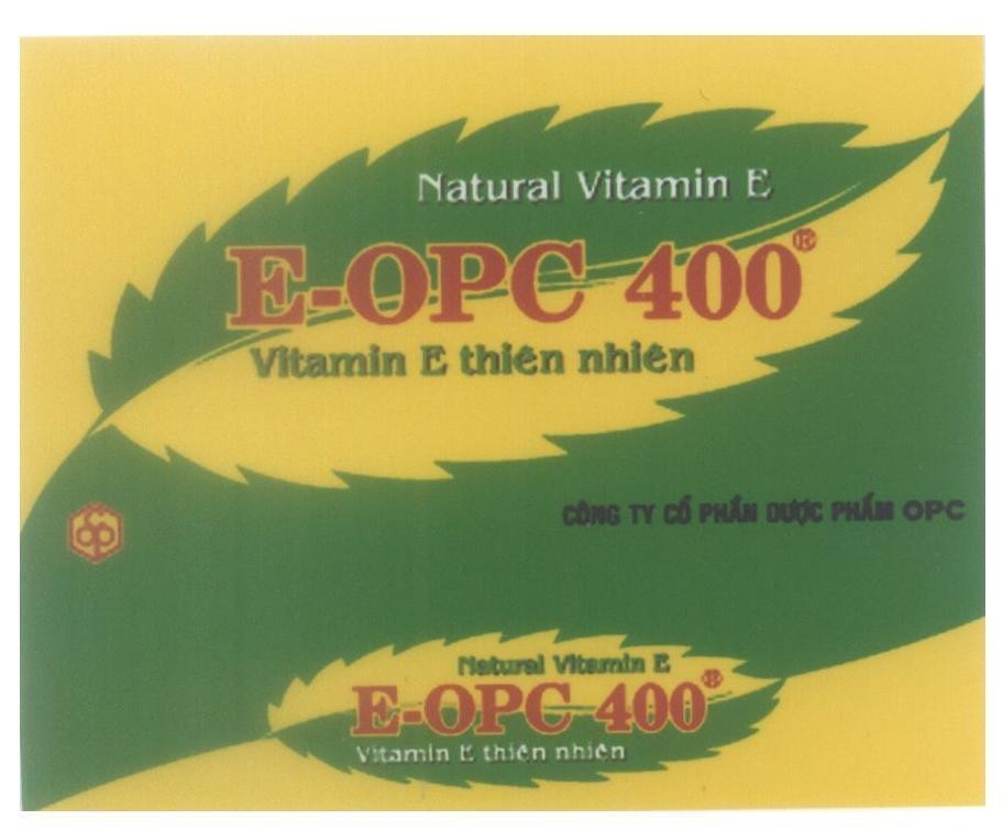 Mẫu nhãn hiệu E OPC 400 VITAMIN E THIEN NHIEN CONG TY CO PHAN DUOC PHAM OPC