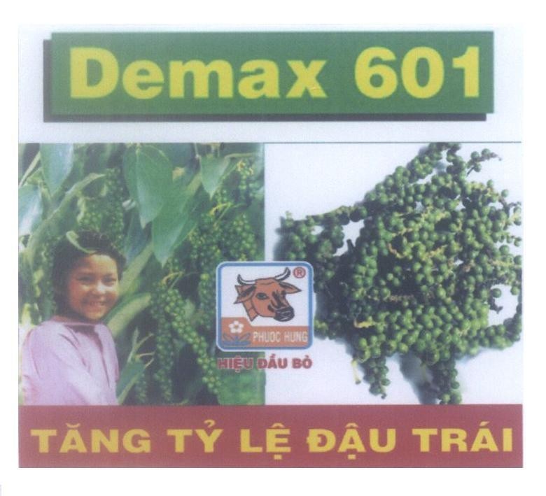 Mẫu nhãn hiệu Demax 601 PHUOC HUNG Hiệu Đầu Bò Tăng Tỷ Lệ Đậu Trái