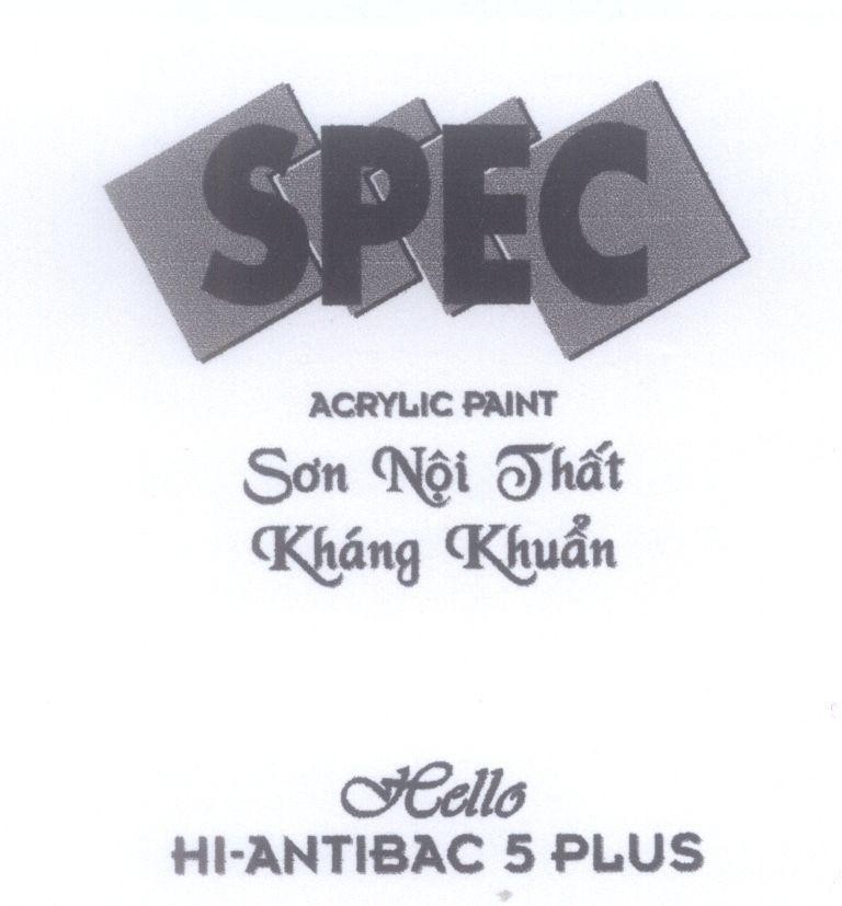Mẫu nhãn hiệu SPEC ACRYLIC PAINT Sơn Nội Thất Kháng Khuẩn Hello HI-ANTIBAC 5 PLUS