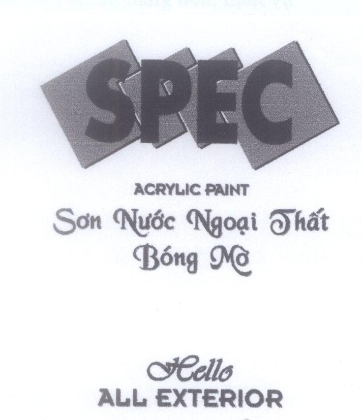 Mẫu nhãn hiệu SPEC ACRYLIC PAINT Sơn Nước Ngoại Thất Bóng Mờ Hello ALL EXTERIOR