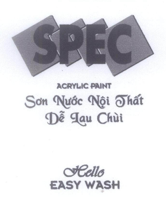Mẫu nhãn hiệu SPEC ACRYLIC PAINT Sơn Nước Nội Thất Dễ Lau Chùi Hello EASY WASH