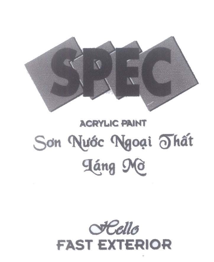 Mẫu nhãn hiệu SPEC ACRYLIC PAINT Sơn Nước Ngoại Thất Láng Mờ Hello FAST EXTERIOR