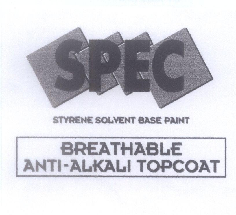 Mẫu nhãn hiệu SPEC STYRENE SOLVENT BASE PAINT BREATHABLE ANTI-ALKALI TOPCOAT