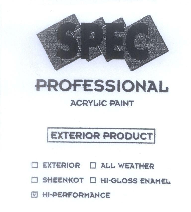Mẫu nhãn hiệu SPEC PROFESSIONAL ACRYLIC PAINT EXTERIOR PRODUCT...