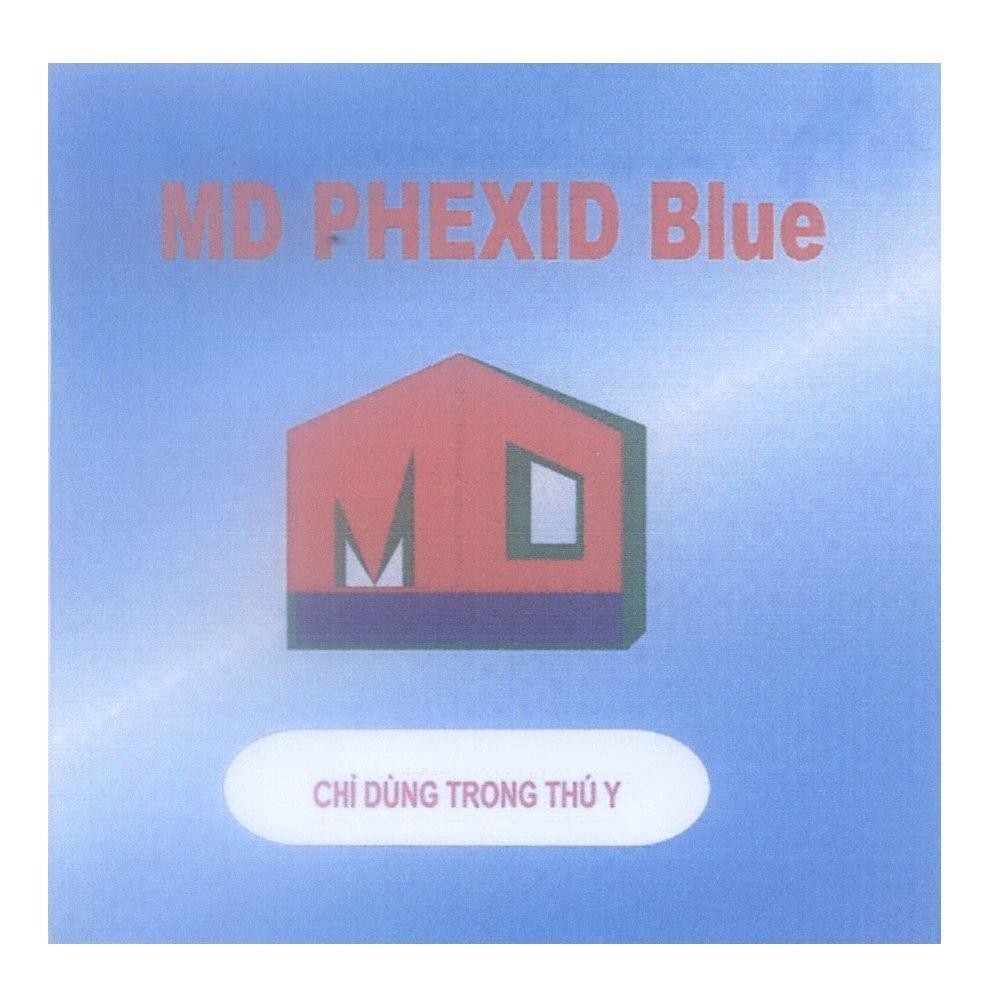 Mẫu nhãn hiệu MD PHEXID Blue Chỉ Dùng Trong Thú Y
