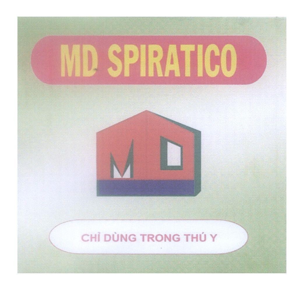 Mẫu nhãn hiệu MD SPIRATICO Chỉ Dùng Trong Thú Y