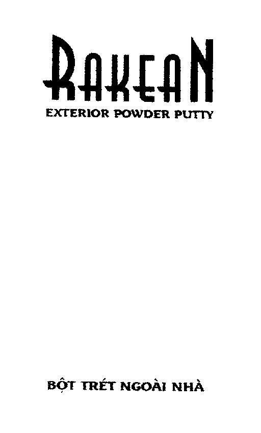 Mẫu nhãn hiệu RAKEAN EXTERIOR POWDER PUTTY bột trét ngoài nhà
