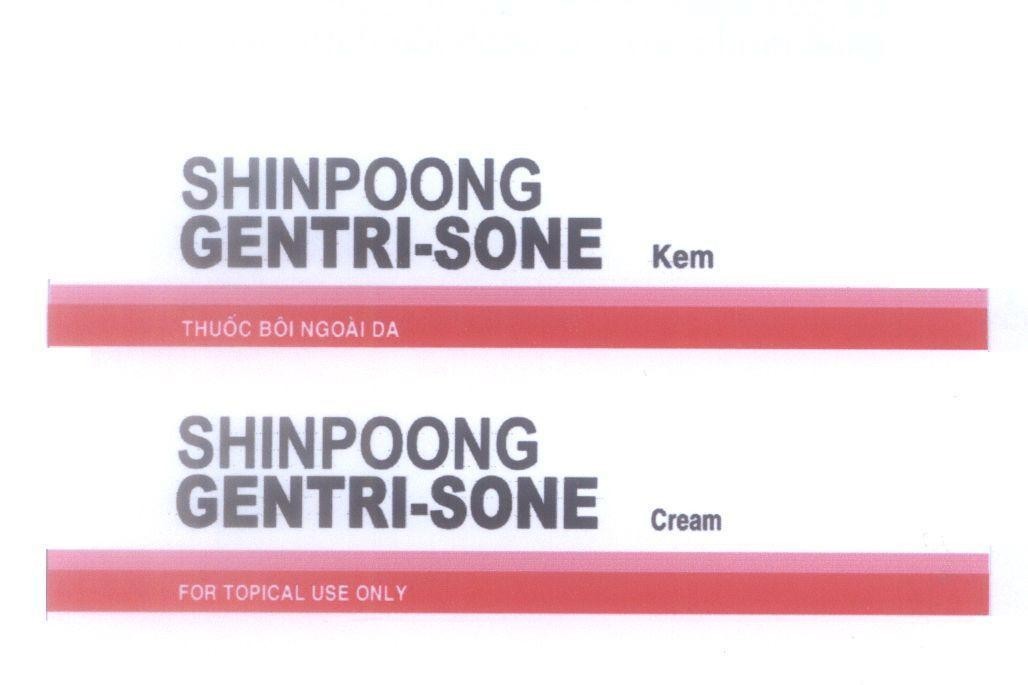 Mẫu nhãn hiệu SHINPOONG GENTRI-SONE cream kem thuốc bôi ngoài da FOR TOPICAL USE ONLY