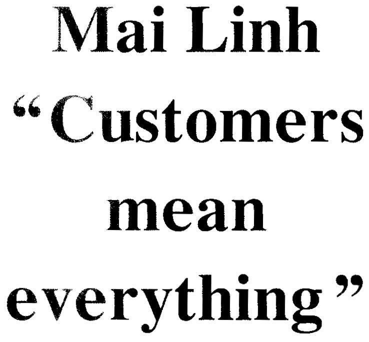 Mẫu nhãn hiệu Mai Linh "Customers mean everything"