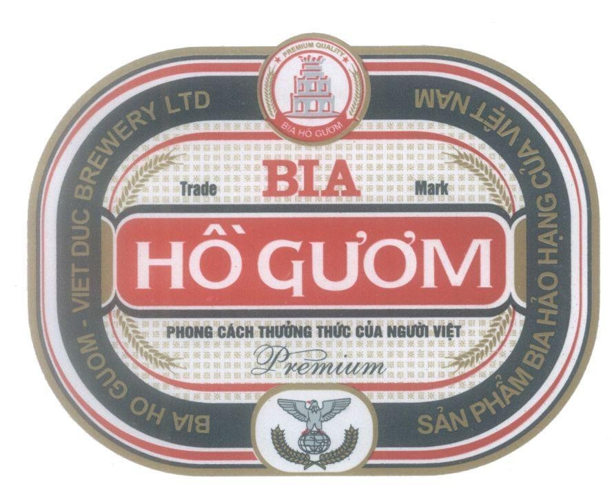 Mẫu nhãn hiệu BIA Hồ Gươm VIET DUC Phong Cách Thưởng Thức Của Người Việt Premium Trade Mark sản phẩm bia hảo hạng của Việt Nam