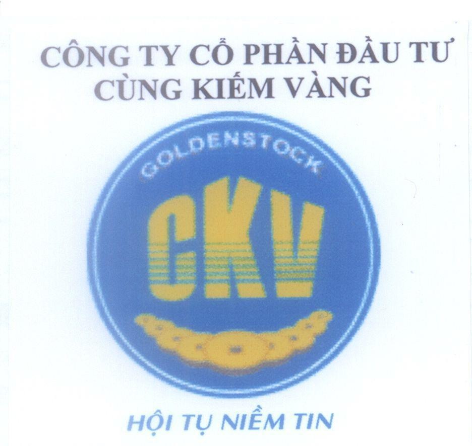 Mẫu nhãn hiệu Công Ty Cổ Phần Đầu Tư Cùng Kiếm Vàng CKV GOLDENSTOCK Hội Tụ Niềm Tin