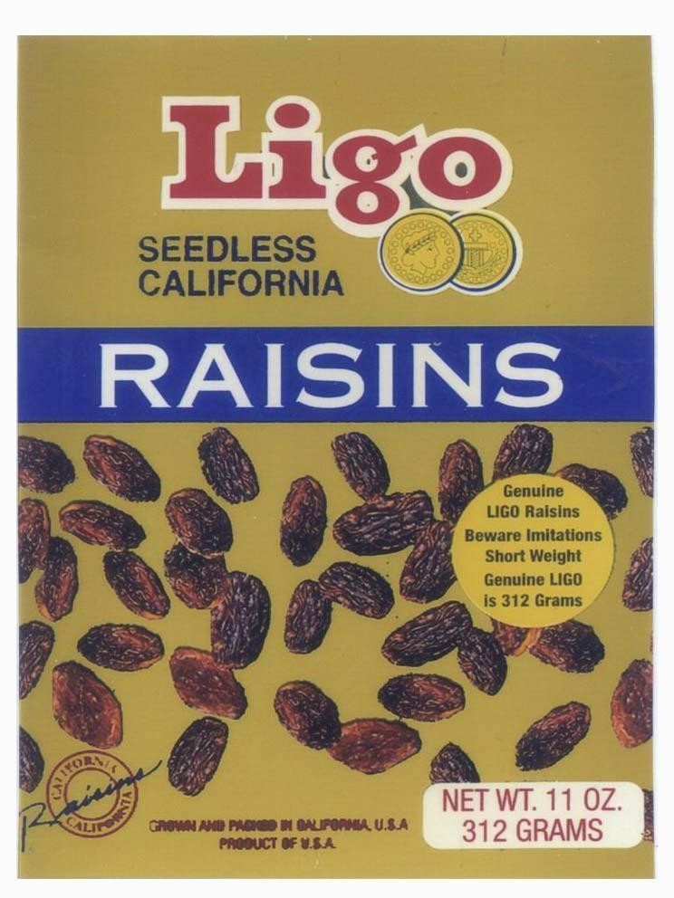 Mẫu nhãn hiệu RAISINS Ligo SEEDLESS CALIFORNIA...