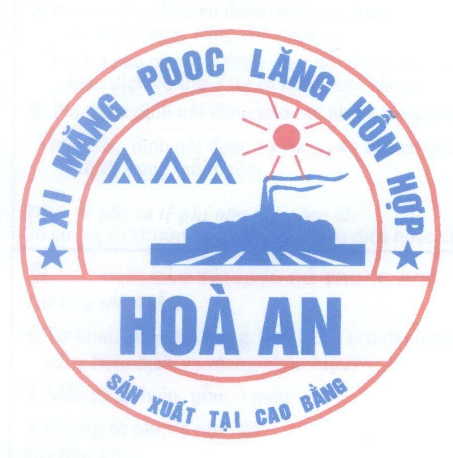 Mẫu nhãn hiệu Hoà An Xi Măng Pooc Lăng Hỗn Hợp Sản Xuất Tại Cao Bằng