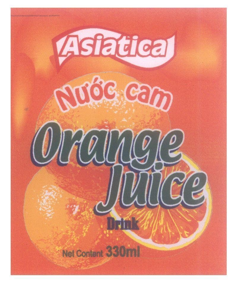 Mẫu nhãn hiệu Asiatica Nước Cam Orange Juice Drink Net Content 330ml