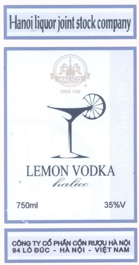 Mẫu nhãn hiệu LEMON VODKA halico HALICO Hanoi liquor joint stock company