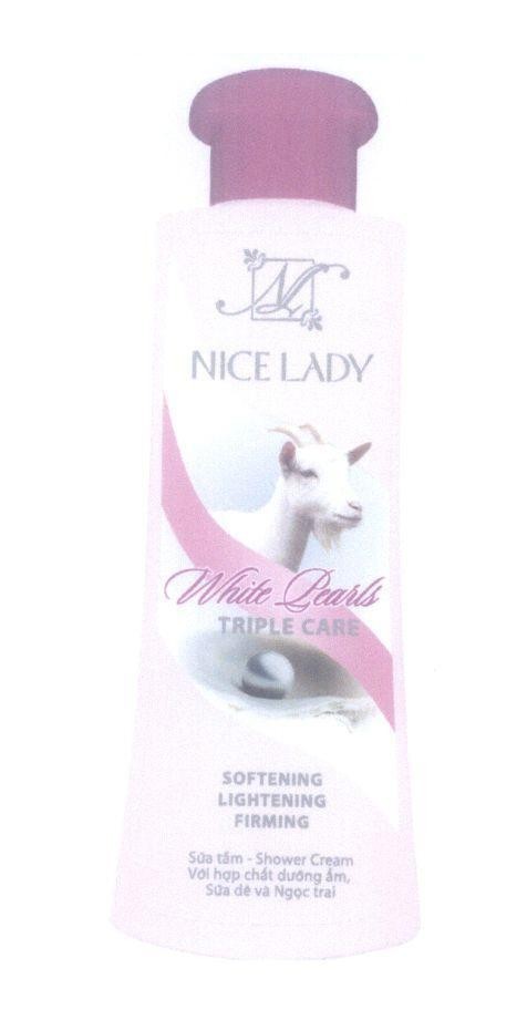 Mẫu nhãn hiệu NL N L NICE LADY White Pearls TRIPLE CARE SOFTNING LIGHTENING FIRMING