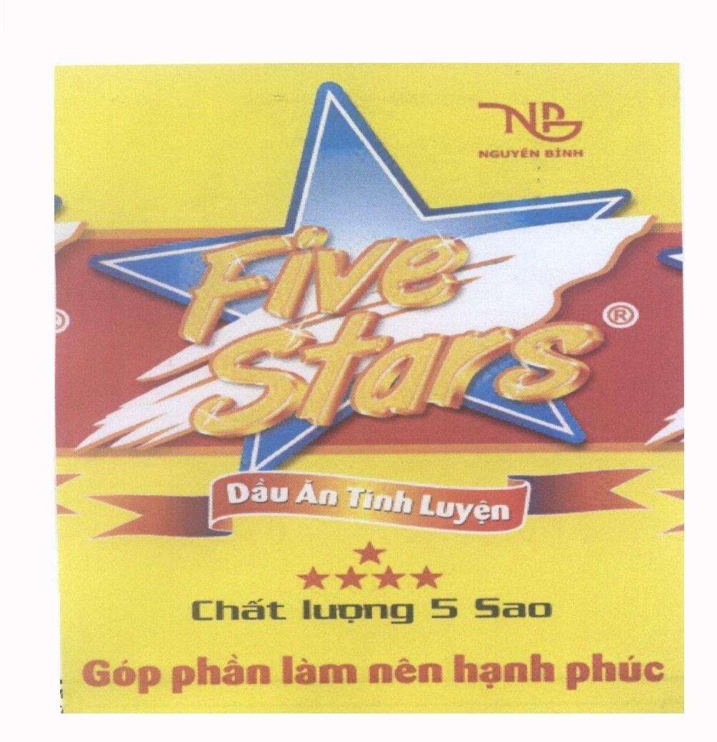 Mẫu nhãn hiệu FIVE Stars NB Nguyên Bình Dầu ăn Tinh Luyện Chất lượng 5 Sao Góp phần làm nên hạnh phúc