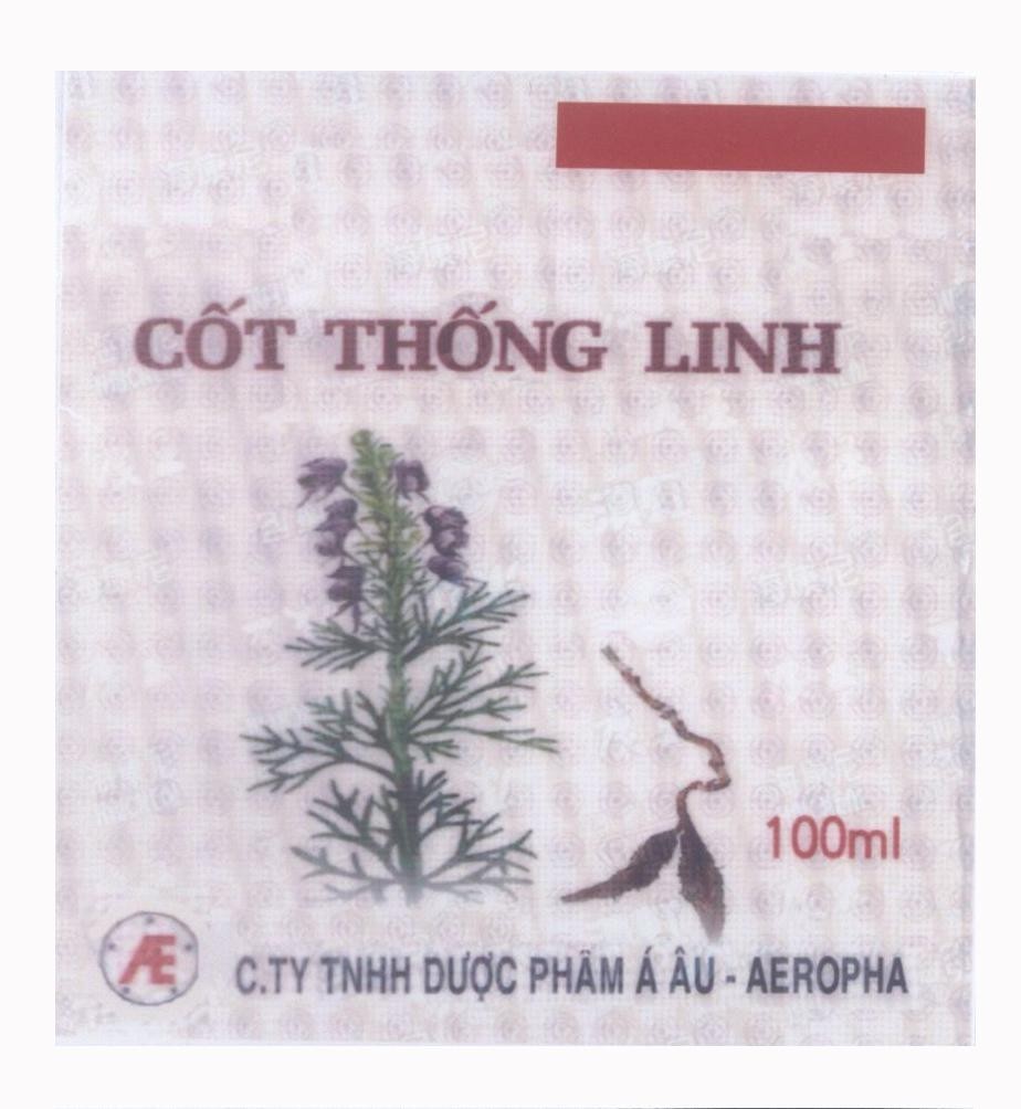 Mẫu nhãn hiệu Cốt Thống Linh A E C.TY TNHH Dược Phẩm á Âu - AEROPHA 100ml