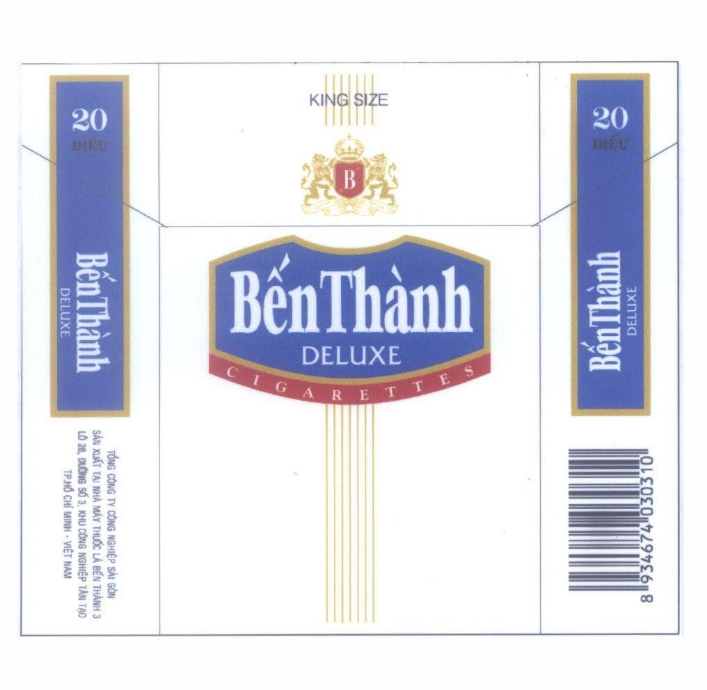 Mẫu nhãn hiệu Bến Thành DELUXE CIGARETTES KING SIZE B