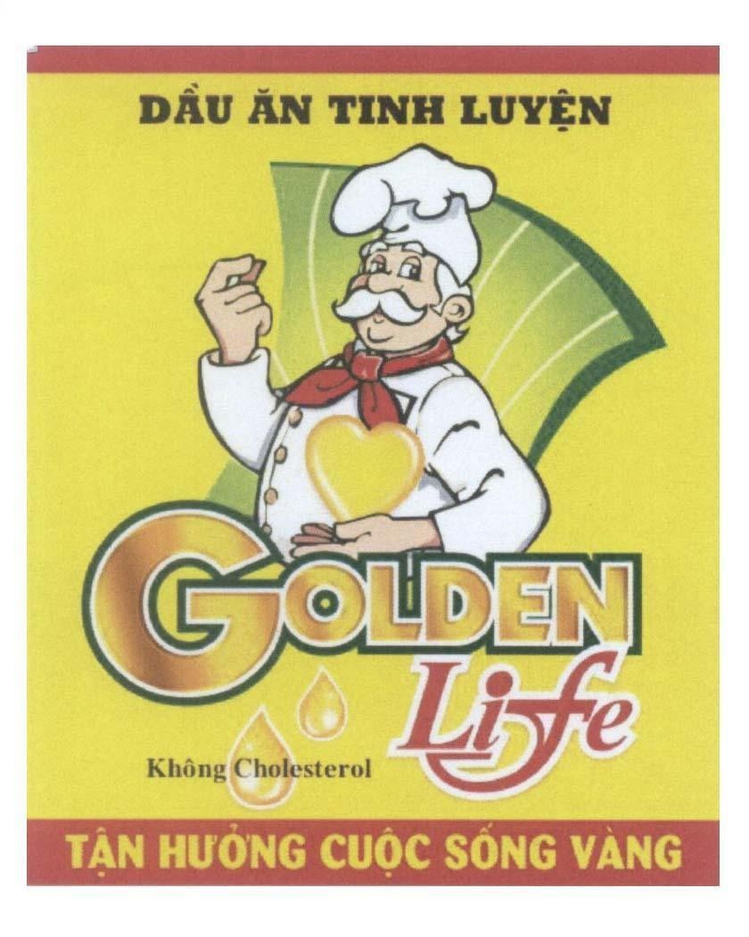 Mẫu nhãn hiệu GOLDEN Life Dầu Ăn Tinh Luyện Không Cholesterol Tận Hưởng Cuộc Sống Vàng