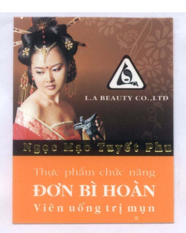 Mẫu nhãn hiệu LA Ngọc Mạo Tuyết Phu Thực phẩm chức năng Đơn Bì Hoàn Viên uống trị mụn L.A BEAUTY CO., LTD