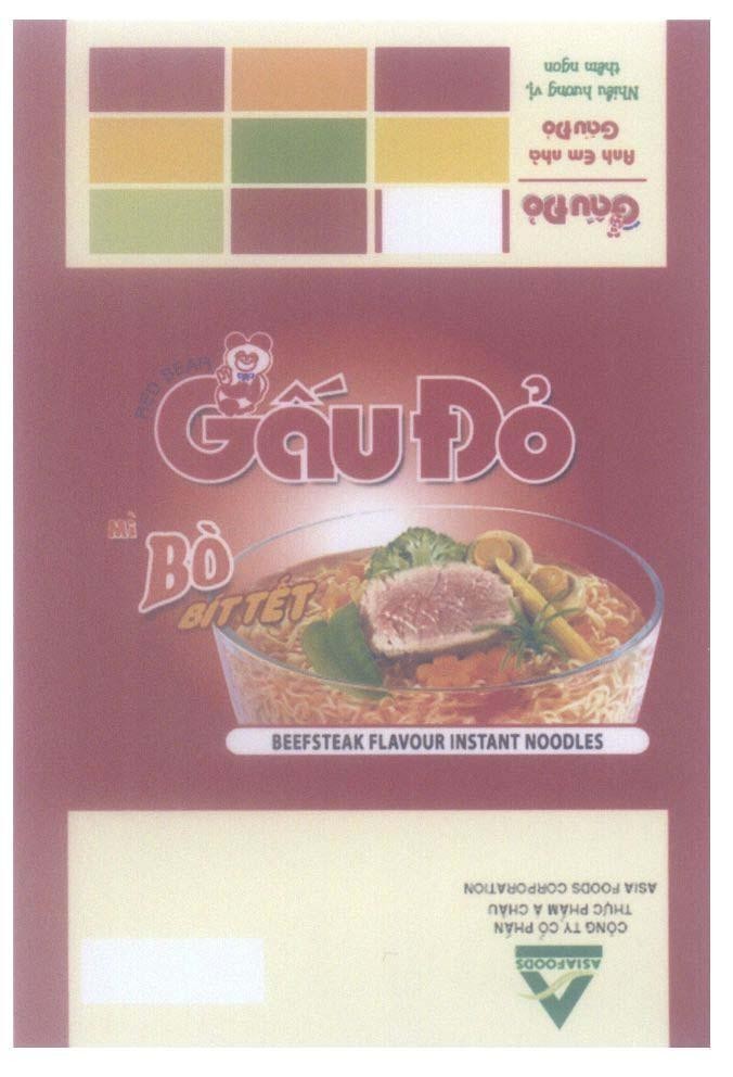 Mẫu nhãn hiệu A ASIAFOODS RED BEAR Gấu đỏ Anh Em nhà Gấu đỏ Công ty cổ phần thực phẩm á Châu ASIA FOODS CORPORATION