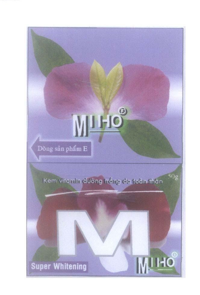 Mẫu nhãn hiệu M MI HO MIHO Dòng sản phẩm E Kem vitamin dưỡng trắng da toàn thân Super 50g Whitening