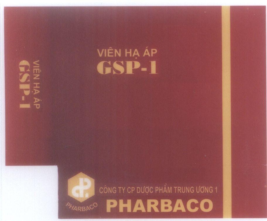 Mẫu nhãn hiệu Viên Hạ áp GSP-1 dp1 PHARBACO Công Ty Cổ Phần Dược Phẩm Trung Ương 1