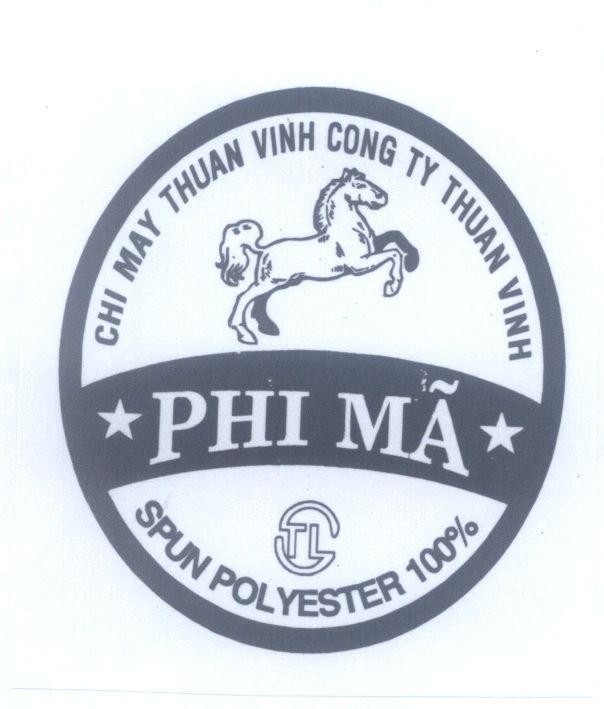 Mẫu nhãn hiệu Phi Mã CHI MAY THUAN VINH CONG TY THUAN VINH TV TL SPUN POLYESTER 100%