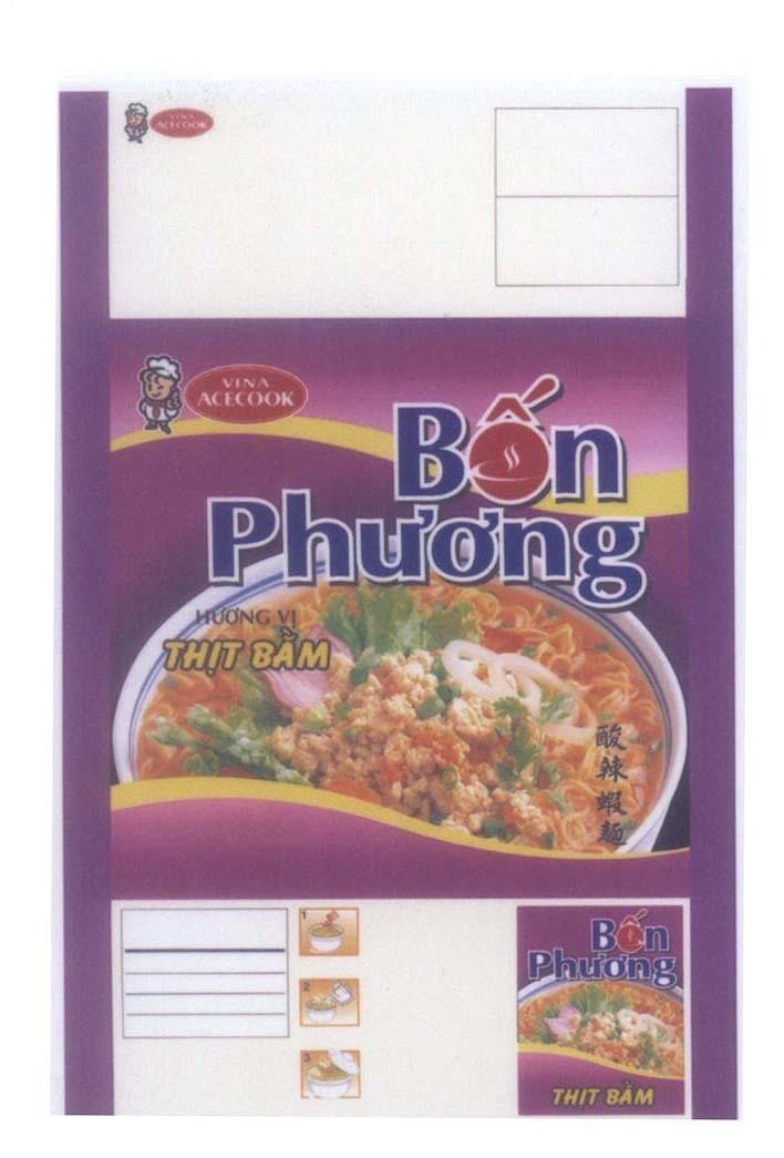 Mẫu nhãn hiệu Bốn Phương VINA ACECOOK Hương Vị Thịt Bằm
