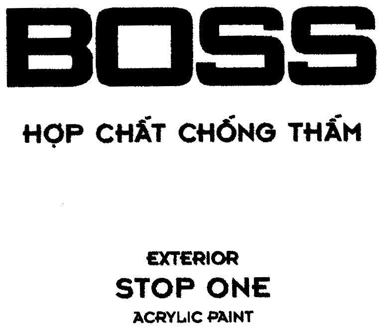 Mẫu nhãn hiệu BOSS Hợp Chất Chống Thấm EXTERIOR STOP ONE ACRYLIC PAINT