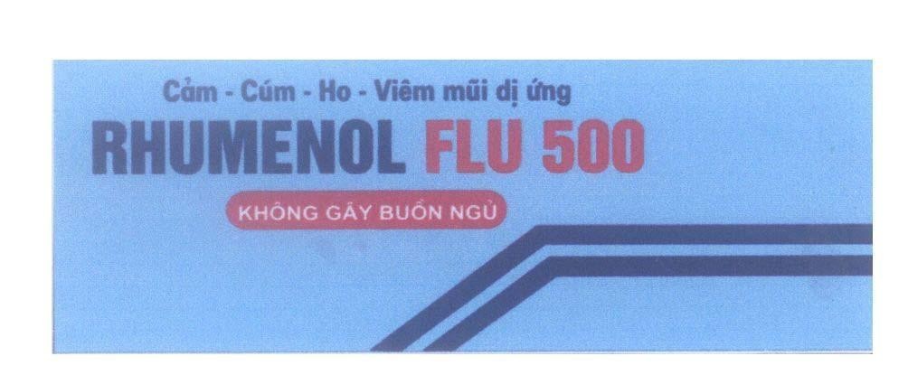 Mẫu nhãn hiệu RHUMENOL FLU 500 Không Gây Buồn Ngủ Cảm - Cúm - Ho - Viêm mũi dị ứng
