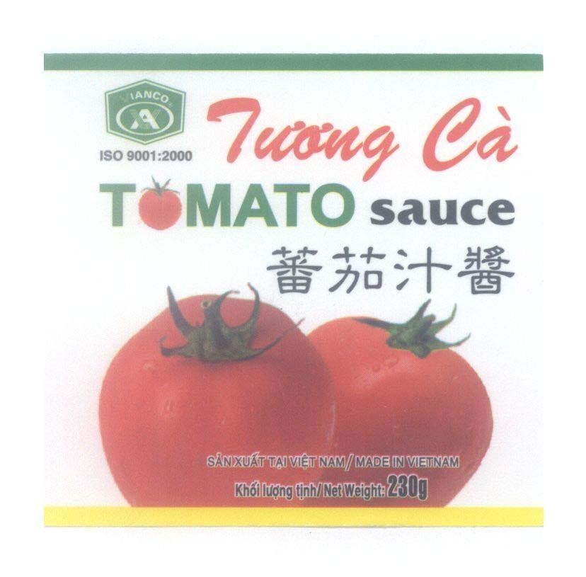 Mẫu nhãn hiệu Tương Cà TOMATO sauce V A VIANCO Sản Xuất Tại Việt Nam/ MADE IN VIETNAM [fán jie zhị cháng: cà sốt tương]