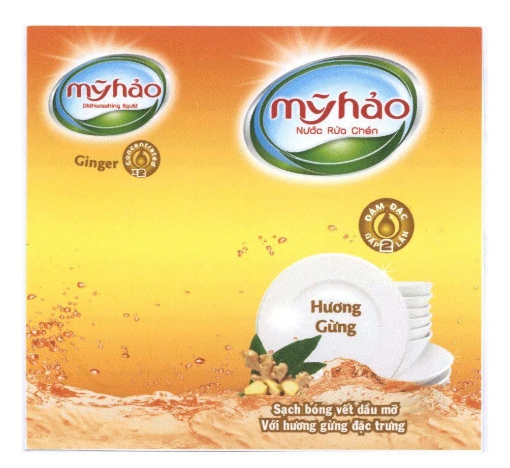 Mẫu nhãn hiệu mỹ hảo Dishwashing liquid concentrated x2 Ginger nước rửa chén Hương Gừng Sạch bóng vết dầu mỡ Đậm Đặc Gấp 2 Lần