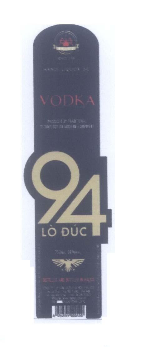 Mẫu nhãn hiệu 94 Lò Đúc VODKA HANOI LIQUOR JSC