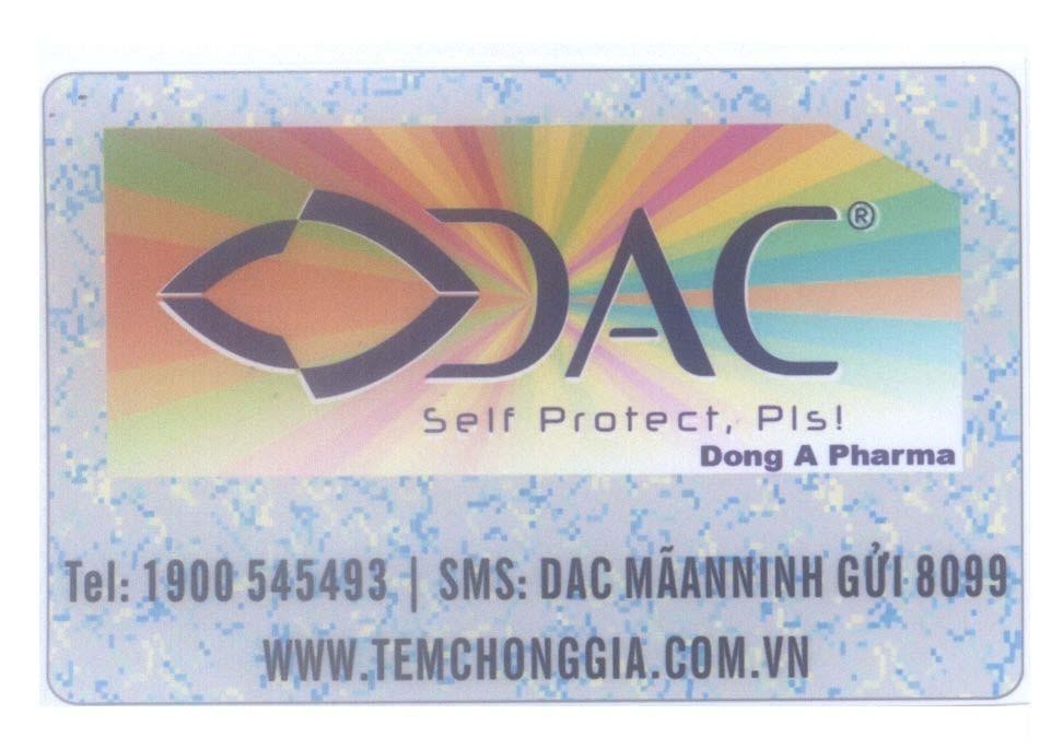 Mẫu nhãn hiệu AC Self Protect, Pis! Dong A Pharma MSM: DAC MAANNINH Gửi 8099 WWW.TEMCHONGGIA.COM.VN